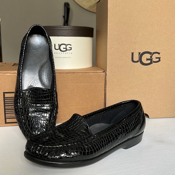 SAS Shoes - SAS Simplify Black Croc Slip-on Loafers Black Crocodile Tripad Comfort Flats 7.5